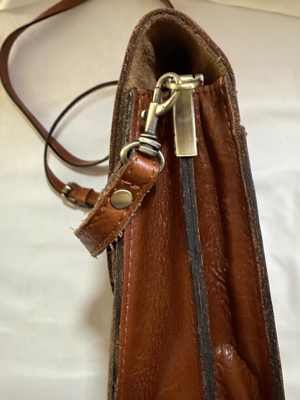 Patricia Nash Brown Tan Leather Crossbody Saddle Bag Style P551333 - Picture 10 of 13